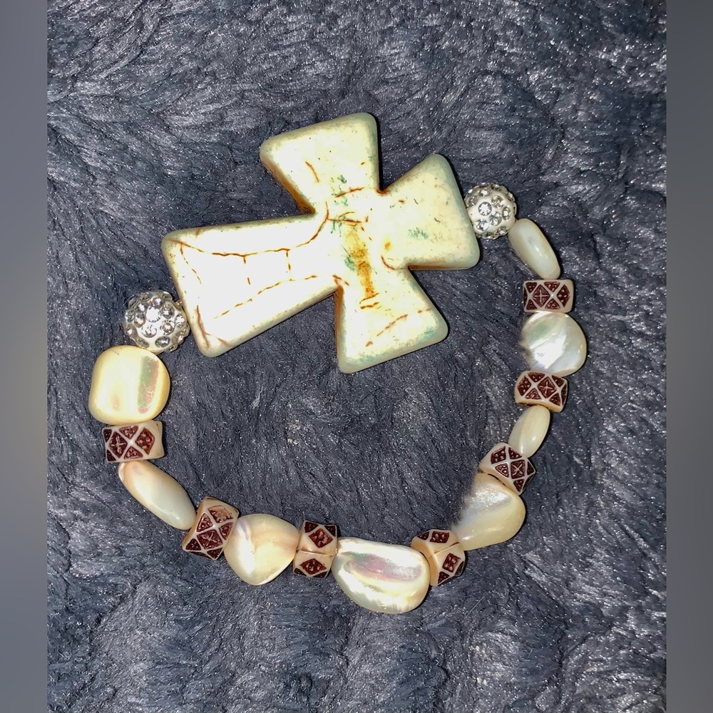 Stone Cross Bracelet . Great Easter Gift!